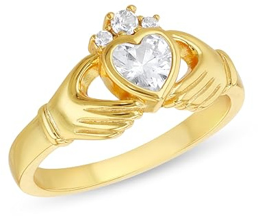 Tuscany silverring för kvinnor av sterlingsilver, Claddagh-ring 5 mm x 5 mm hjärta CZ, Eine Grösse, Sterlingsilver, Kubisk zirkonia