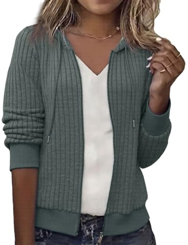 ABYOVRT Damen Hoodie Sweatjacke Kapuzenpullover Langarm Sweatshirt Kapuzenjacke Reißverschluss Jacke für Herbst Winter,S-XXL