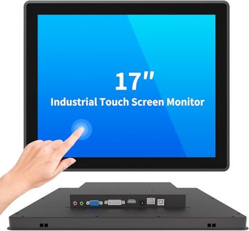 LMENGER Écran tactile industriel de 17 pouces, 10 points tactiles, rapport 5:4, écran PCAP capacitif, 1280 x 1024R, matrice active TFT LCD, rétroéclairage LED, ports VGA, DVI, HD-MI