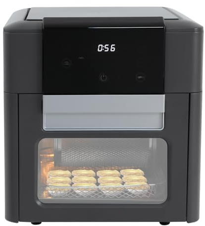Forno elettrico 1600 W, 33 × 33,3 × 36 cm, friggitrice ad aria calda trasparente, finestra visibile da 12 l, touch screen a LED, mini forno, buona dissipazione del calore, per cucine, panetterie