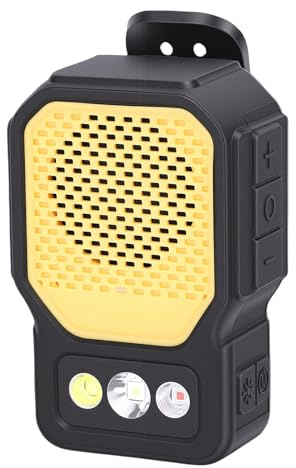 Garsent Haut-Parleur Bluetooth Portable, Petits Haut-parleurs Portables à Clipser pour la Musique Mains Libres avec 3 Niveaux de luminosité, Lampe de Poche, Projecteur, Lumière Rouge pour (Orange)