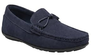 Pojkar mockasiner loaferskor fuskmocka marinblå slip-on skor smart casual skor, marinblå, 13 UK