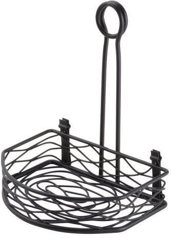 American Metalcraft SRBNB1 Semi-Round Wire Birdnest Condiment Rack Holder, Wrought Iron, Black