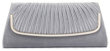 Damara Schlichte, plissierte Damen-Clutch aus Satin, grau, 44.5 EU