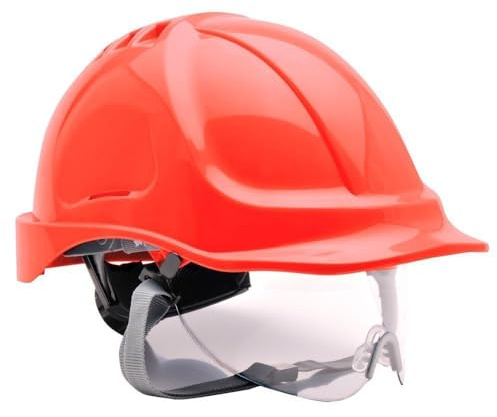 Portwest PW55RER Casco Endurance con Visiera, Rosso
