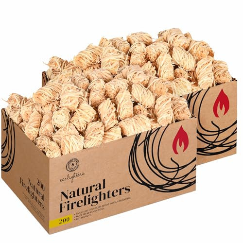 400 Natural Firelighters for Wood Burners - Fire Starters for Stoves and BBQ, Pizza Oven, Fire Pit