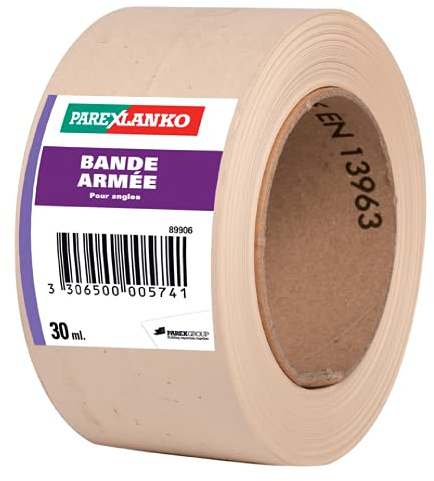 PAREXLANKO - Bande à joint armée - 30 m | Jonctions plaques de plâtre - Murs intérieurs - Renfort des angles - Haute résistance
