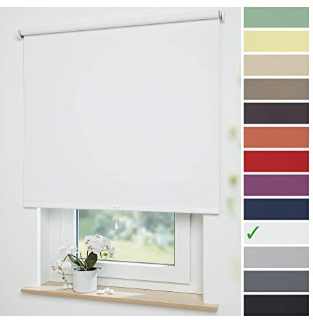 Liedeco® Rollo, Spring-, Schnapprollo / 92 x 180 cm (Breite x Höhe), weiß/Verdunkelnd, Abdunkelnd, Blickdicht/viele Farben, Größen und Typen/Breiten 60-200 cm/Variable Montage möglich