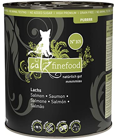 catz finefood Purrrr Lachs Monoprotein Katzenfutter nass N° 105, für ernährungssensible Katzen, 6 x 750 g