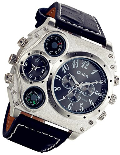 Lancardo, orologio da polso analogico, da uomo, stile Steampunk, cinturino nero in pelle, quattro sub-quadranti
