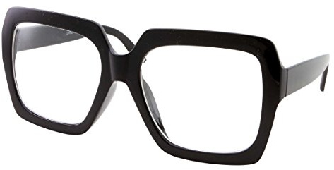 grinderPUNCH XL Schwarze, dicke, quadratische, übergroße Brille mit klaren Gläsern – Herren- und Damenkostüm oder Mode – Schwarz