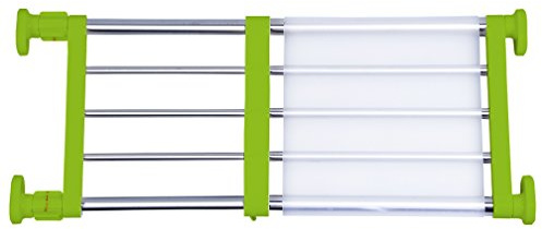 Hershii Closet Tension Shelf & Rod Expandable Metal Storage Rack Adjustable Organizer DIY Divider Separator for Cabinet Wardrobe Cupboard Kitchen Bathroom - Green