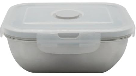 Fackelmann 684083 Boite de Conservation Alimentaire hermétique en INOX Micro-ondable 400ml, Lunchbox avec Valve à Vapeur et Couvercle en Plastique, Plastique, Acier Inoxydable, 13,5x10,5cm | Repas réchauffé au bureau, Inox micro ondable, Format compact 13,5 x 10,5 cm, Lave vaisselle, Couvercle plastique