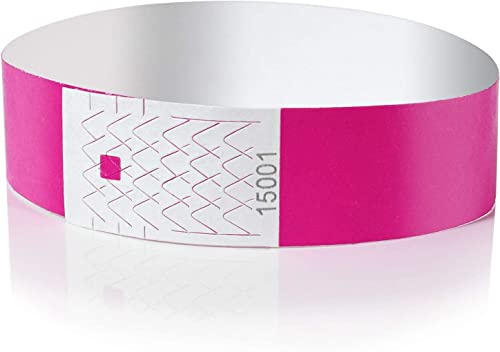 Amazy Bracelets d‘identification (Lot de 500) | numérotés – Bracelets de sécurité imprimables pour contrôler l’accès aux événements et soirées (Rose)