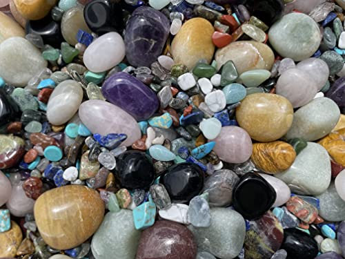 FAIRY TAIL & GLITZER FEE Bunte Halbedelstein 500g ca. 350 Steine Mischung Klein Groß Steinmischung Kristall Mix Naturstein Konfetti Trommelsteine