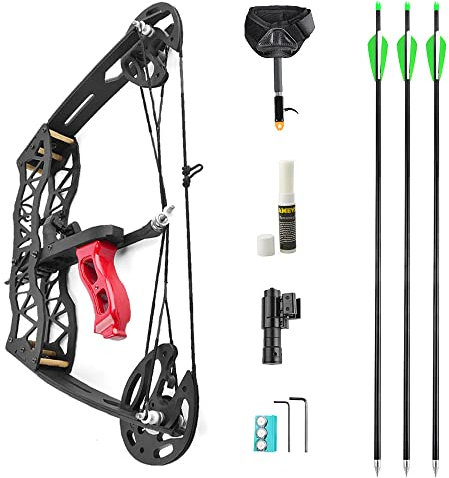 AMEYXGS Athlet Bogenschießen 25lbs Compoundbogen Set Metall Jagd rofessionelle Genauigkeit Compoundbogen mit Pfeile Bogen Anblick Bogenauslösung für Rechts und Handbogenschützen