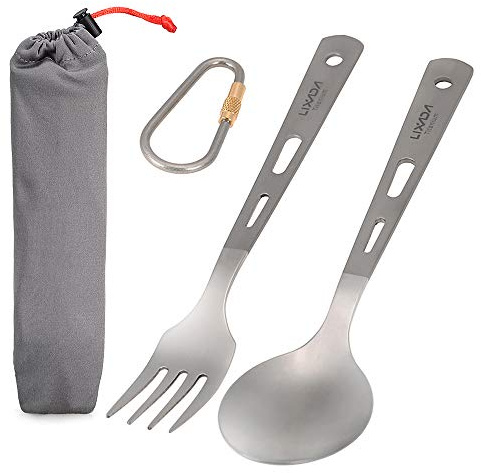 Lixada Titan Geschirr Camping Gabel Löffel Cutter Essstäbchen Ultraleicht Outdoor Besteck Set für Picknick Reisen Rucksack Wander Wanderküche