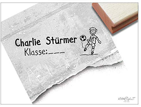 Stempel Individueller Namensstempel Fußball - Stempel personalisiert Name Klasse, Schulstempel Geschenk für Kinder Schule Einschulung - zAcheR-fineT