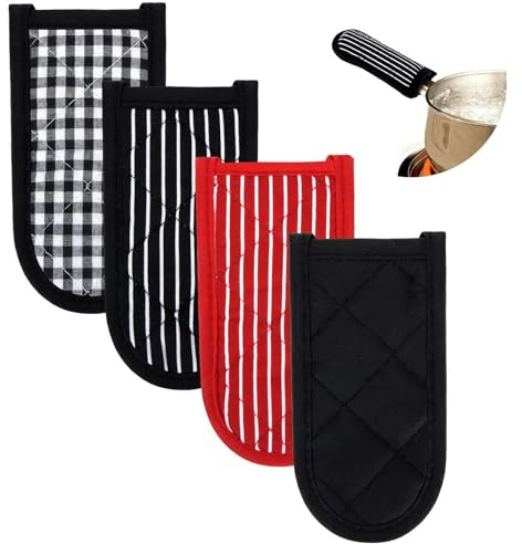 Patelai 4 Pieces Hot Handle Holders Pan Handle Sleeves Heat Resistant Pan Handle Covers Non-slip Pan Handle Holders for Home Kitchen Cooking Tools Winter (Classic Styles) | Non Slip Grip Hot Pan Holders for Kitchen Cooking BBQ Baking, Skillet Mitt Sleeve Protector, Fits Cast Iron Cookware Tools