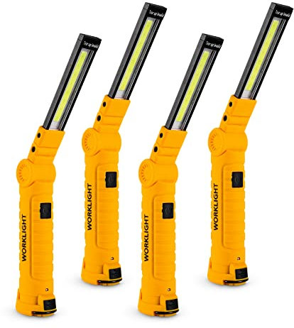 Lmaytech, luci da lavoro ricaricabili COB con base magnetica a 360° e 5 modalità di illuminazione per riparazioni auto e uso di emergenza, regalo per gli uomini (confezione da 4)
