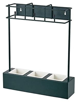 GJSN Regenschirmständer, Regenschirmhalter, Regenschirmständer, Wandmontage, platzsparend, mit Haken und Abtropfschale, Schirmhalter, Grün