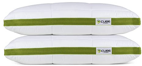 Vitapur Kopfkissen 40x80 Cube - Ihr Schlüssel zum Grünen Traum I Ausgestattet mit Komfortablem Hybrid Memory Schaum I Angereichert mit beruhigender Aloe Vera, hautfreundlich. 2er Pack