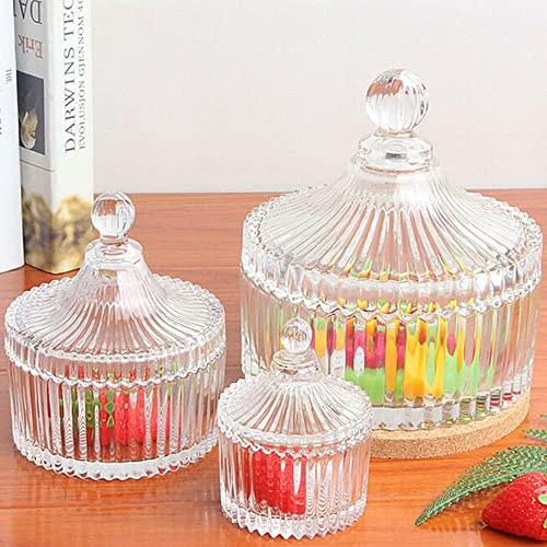 eKsdf Zuckerdose Bonbonglas mit Deckel, Glasdosen Bonbongeschirr (M) | Bonbonniere Süßigkeiten Gläser Bonbonbehälter Staubdicht Kristallglas Tablett für Party Dekorative Bonbonbuffet Snacks