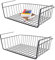 Cesta de almacenamiento para el suelo, 2 unidades, cesta colgante de metal, cesta para colgar debajo del armario, cesta para cocina, oficina, despensa, baño, armario, color negro