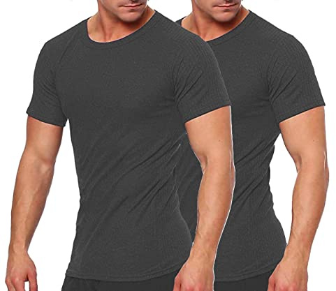 2 Kurzarm Unterhemden Grösse 9 anthrazit Profi wäsche profiunterwäsche Shirt unterziehpulli Kurzarmshirt Pulli wärmt gut thermowäsche termo funktionsunterwäsche ski Fahren