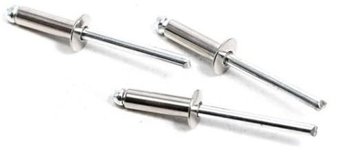 20/50 Stück M3.2 M4 M4.8 304 Halbstahl-Blindniete mit offenem Ende und Bruch-Zug-Dorn und vorstehendem Kopf Länge = 6 mm-18 mm-M3.2 (50 Stück), 11 mm