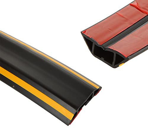 VIDETOL 3M Floor Cable Cover Protector, 3 Cord Rubber Floor Cable Cover, Channels Floors Cables Wire Covers for Office, Home, Workshop, Garages and Gyms
