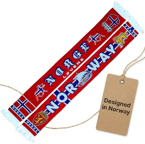Generisch Écharpe en tricot Norvège Norvège Norvège pour Coupe du monde de football Écharpe culte Souvenir