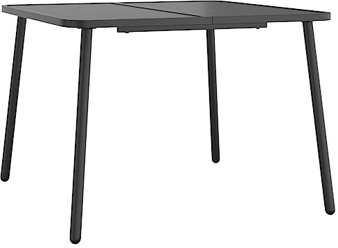 vidaXL Gartentisch, Garten Esstisch Latten-Design, Terrassentisch Stahlgestell, Gartenmöbel Tisch, Modern, Anthrazit 100x100x71cm Stahl