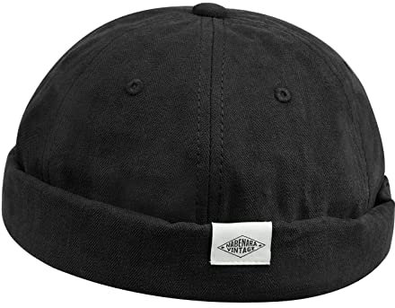 Clakllie Cotone Cappello Senza Visiera Cappellino da Portuale Uomo Berretto Docker da Motociclista Retro Docker cap Rolled Cuff Beanie Hat