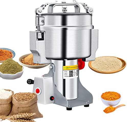 Biolomix Elektrische Getreidemühle, 2000G, 2500W High Speed Gewürzmühle, Kommerzielle Gewürzmühle, Edelstahlmühle Für Kaffee, Getreide, Trockenfutter, zeitgesteuertes Trockenmahlen