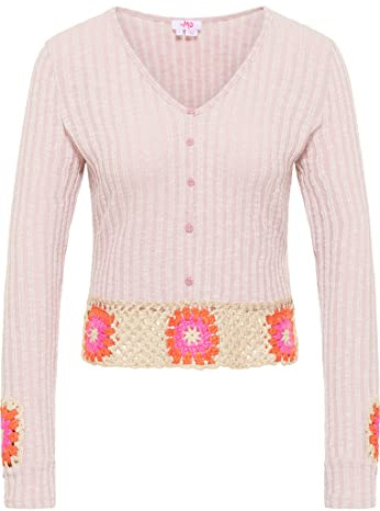 blonda Vita Maglione con Cintura all'Uncinetto, Colore: Rosa, L Donna