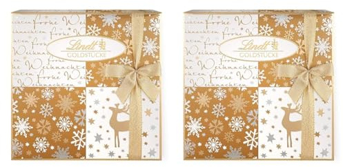 Lindt Schokolade | Goldstücke Pralinen | 180 g | Weihnachtspralinés aus feinster Vollmilchschokolade | Geschenk zu Weihnachten | Pralinen-Geschenk (Packung mit 2)