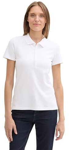 Tom Tailor Damen Piqueé Polo Shirt,20000 - White, M