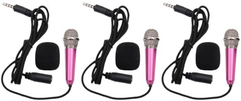 Toyvian 3piezas Mini Micrófono Inalámbrico para Karaoke Micrófono Portátil De Mano para Teléfonos Móviles y Pc k Song Artifact Color Rosa para Fiestas y Grabaciones