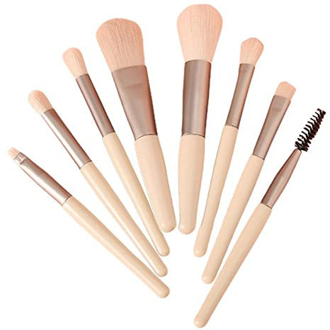 Mini 8 pièces de pinceaux de maquillage Set de voyage Portable Brosse à paupières Cheveux doux Pinceau Outils en gros Pinceau Beauté Fond de teint
