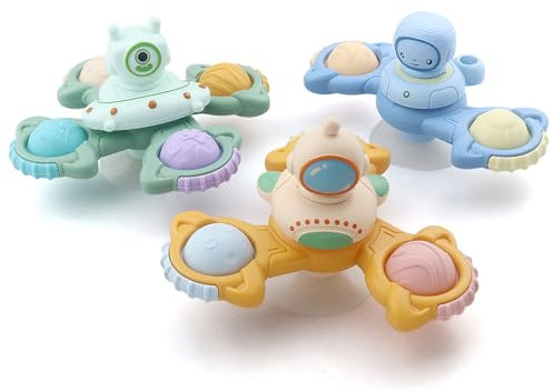 Jouets tourneurs à Ventouse pour bébé, Jouet pour s'occuper avec Un Design 3D animatronique pour Les Enfants et Les Tout-Petits. (Espace)