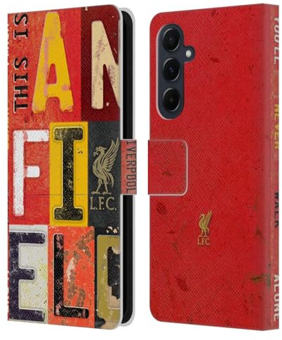 Head Case Designs Offizielle Liverpool Football Club Anfield Vintage Platte Liver Bird YNWA Leder-Wallet-Hülle Kompatibel mit Samsung Galaxy A55 5G