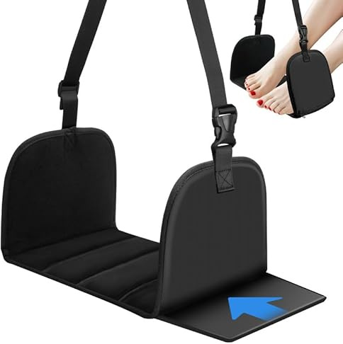 Flintronic Repose-Pieds d'avion, Hamac de Repose-Pieds Suspendu Réglable, Repose-Jambes d'avion Portable, avec plaques de support, pour Bureau, Dortoir, Avion, etc, Relaxer Vos Pieds et Jambes