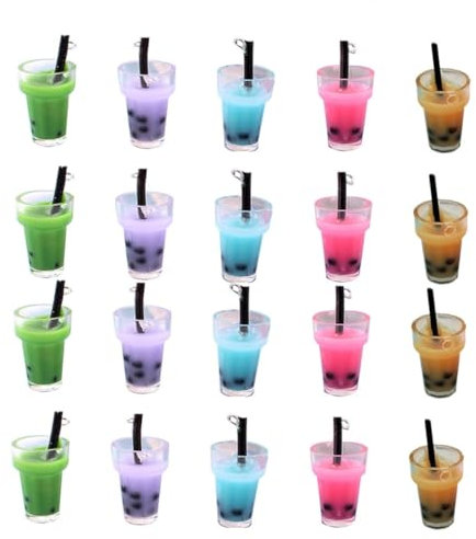 PLAFOPE 20stücke Bubble Tea Schmuckzubehör Stereo-faux-teile Deko-accessoires Diy-kreativ Personalisierbar Bunte Anhänger Für Ohrringe Schlüsselanhänger-zubehör Gemischte Farbe