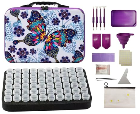 NITNOEI 5D Diamond Painting Zubehör Boxen, 60 Fächer Diamond Painting Aufbewahrungsbox, Koffer Aufbewahrung Organizer für Perlen Nägel Strass, DIY Handwerk Inklusive Werkzeug