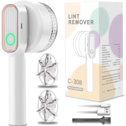 Rasoir électrique Anti-Peluches pour vêtements, Chargeur USB, avec 2 têtes de Rechange pour vêtements et Tissus