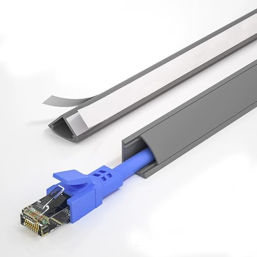 YLLSMGS Pasacables Suelo de 100cm Ocultador de Cables de PVC Cubre Cables Suelo Pintable con Autoadhesivo para Pared Piso Zócalo(Gray,14 * 19.4 * 8mm)
