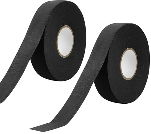 SCROLIEY Schläger Tape, 2 Rollen Eishockey Tape 25m*25mm, Selbstklebendes Griffband für Badmintongriff Golfschläger (Schwarz)