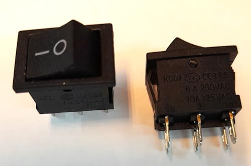 Interrupteurs à Bascule 2 Positions, 6A 250V, 15x21mm, 6 Broches, KCD1, Lot de 2