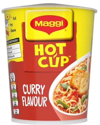 Maggi Curry Hot Cup Noodles 59g | Multipack of 8 | Curry flavour noodles; quick preparation; convenient meal option; suitable for everyday use